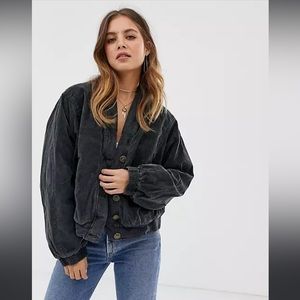 Free People Main Squeeze Quilted Velvet Jacket. US M
